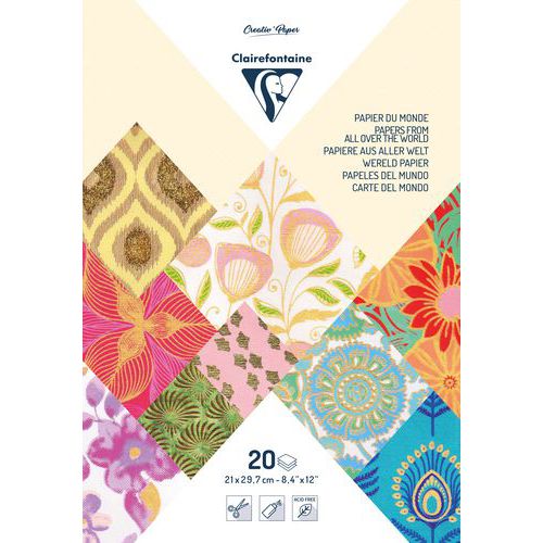 Bloc Papiers Du Monde 21x297cm 20 F Best Of Colors