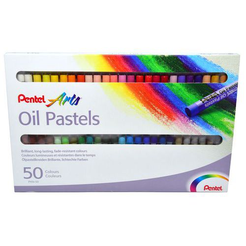Boîte 50 pastels huile diamètre 8 mm - Pentel