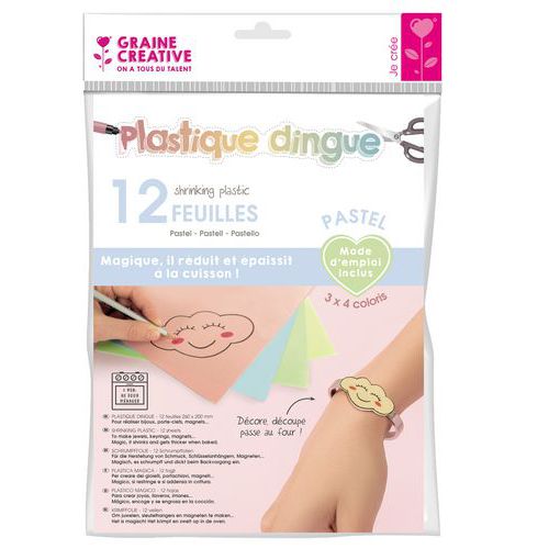 Lot 12 feuilles plastique dingue pastel - Graine créative