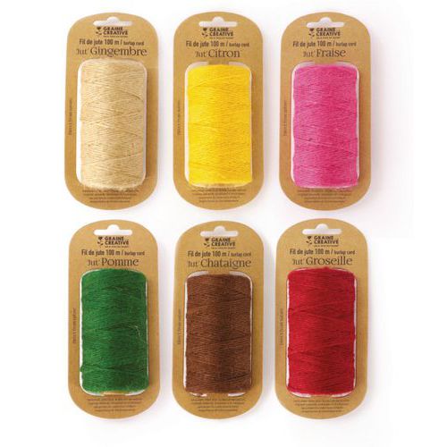 Lot 6x100 m bobines de jute 2 mm - Graine créative