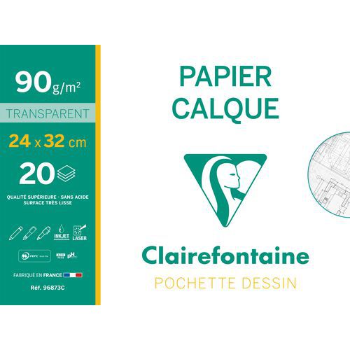 Pochette 20 Feuilles Papier Calque 24x32 90g