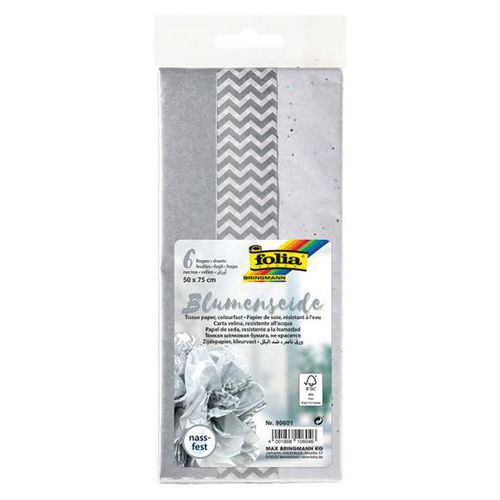 Lot 6 feuillets papier soie 50x75cm esprit de fête argent - Folia