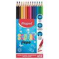 Etui 12 Crayons Coul Résine 18cm Ø32mm Maped School Peps