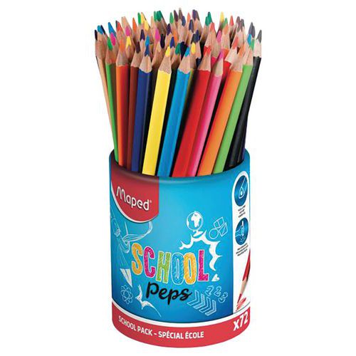 Pot 72 crayons couleurs résine 18cm Ø2,9mm school peps - Maped