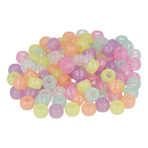 Sachet 1000 Perles Plastique Gros Trou Dia9mm Phosphorescent