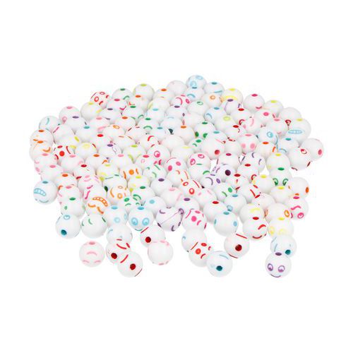 Bocal 750 Perles Emoticones Rondes 75 Mm Trou 1.5mm