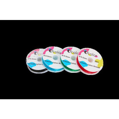 Lot 4 bobines fil nylon élastique 20 m Ø 0.5 mm - assorties