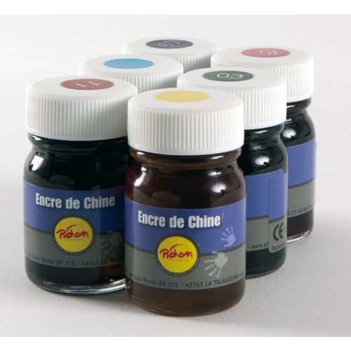Set 6 Flacons 50ml Encre De Chine Pichon Couleurs Assorties