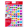 Pochette 624 gommettes coeur couleurs peps 3 tailles - Apli