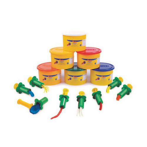 Assortiment 6 pots 460g pâte à jouer + 8 accessoires - Jovi