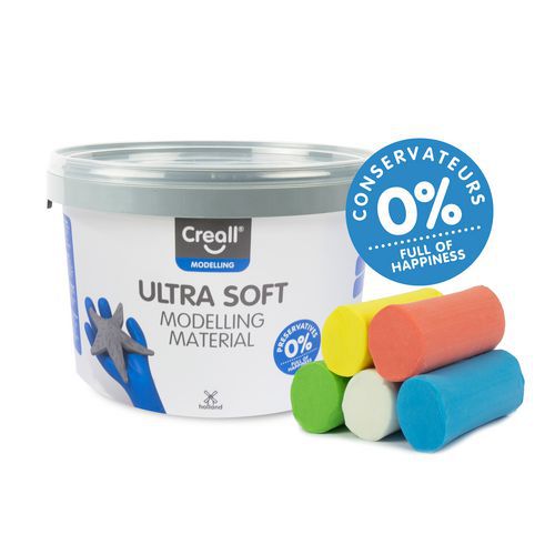 Pâte à modeler ultra soft seau 1100g 5 couleurs - Creall