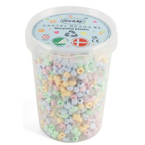 Seau 1580 perles plastique 50% recyclé pastel - Dantoy