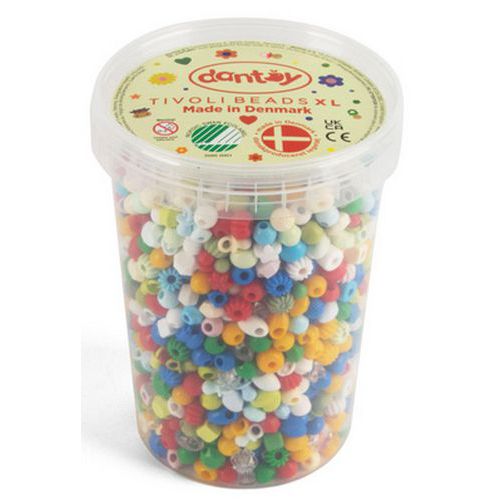 Seau 1580 perles plastique couleurs vives - Dantoy
