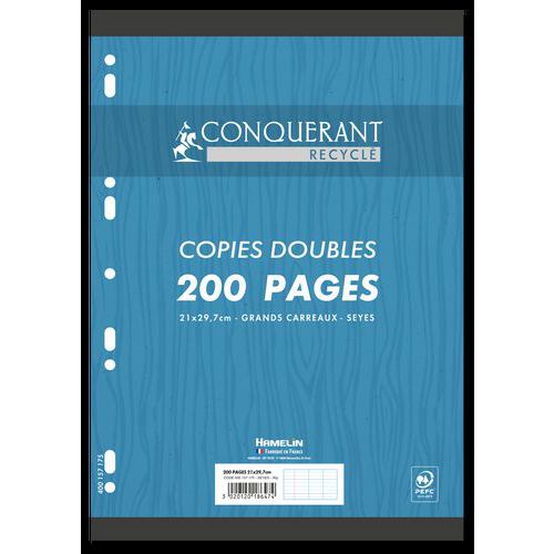 Paquet 50 copies doubles 90g papier 100% recyclé A4 - Conquerant