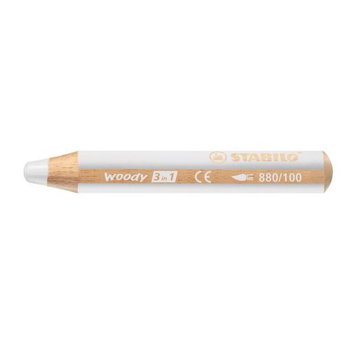 Crayon couleur Ø mine 10mm blanc Stabilo Woody