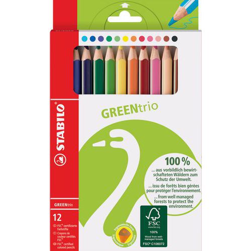 Etui Carton X 12 Crayons De Couleur Stabilo Greentrio