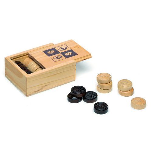 Lot De 24 Pions De Dames En Bois