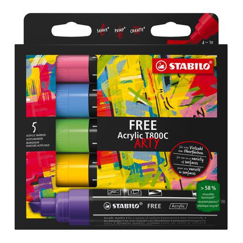 Etui De 5 Feutres Stabilo Free Acrylique - Set Seaside