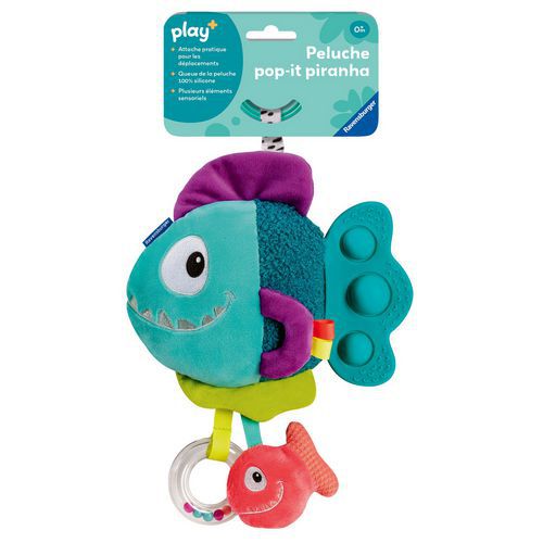 Hochet Peluche Piranha Bleu