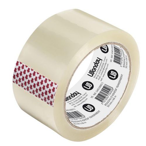 Rouleau adhésif transparent 50 µ 66m x 50mm - Wonday