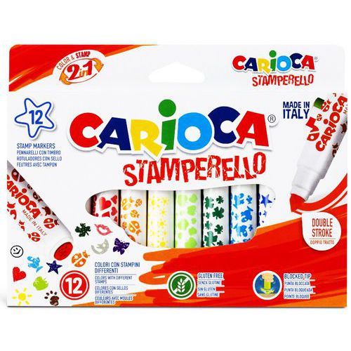 Lot de 12 Etui 12 feutres double pointe Stamperello - Carioca