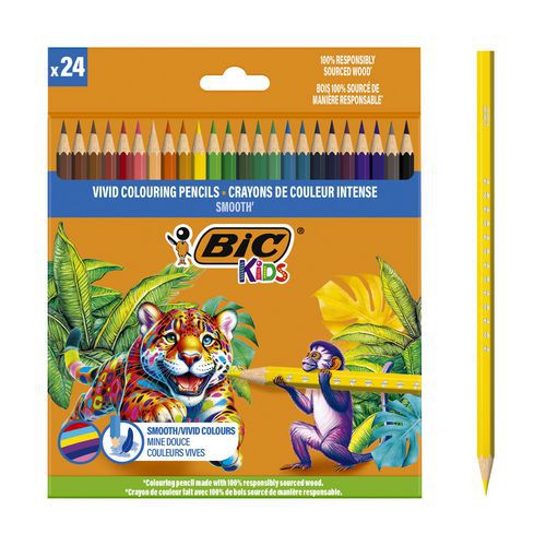 Lot de 24 Etui 24 crayons de couleurs Smooth - Bic
