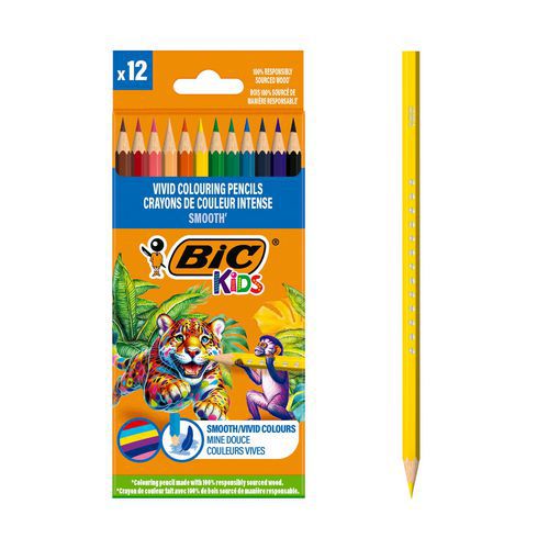 Lot de 12 Etui 12 crayons de couleurs Smooth - Bic