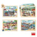 Lot de 4 puzzles Les transports de 35 pièces en bois