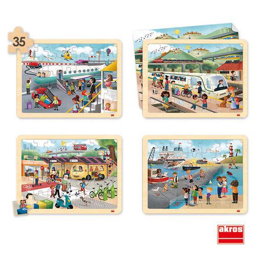 Les grands puzzles educatifs bois - les transports - Akros