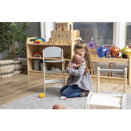 Chaise Haute En Bois Pour Poupée Blanc Gris-hope Education