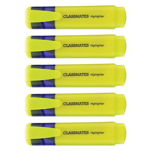 Lot de 10 Surligneur jaune vif - Pointe biseautée 5 mm - Classmates