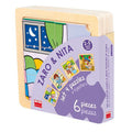 Lot 4 puzzles de 6 pièces en bois sur plateau plastique - Akros