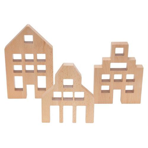 Lot de 3 Lot 3 maisons en bois (sans cube) - Eduplay